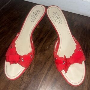 Y2K Vintage Red Bow Coach Kitten Heels size 8